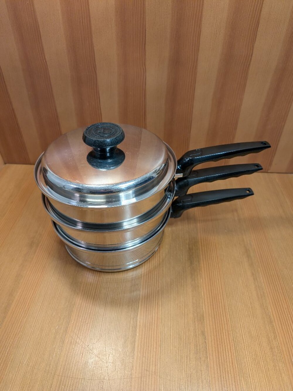 4 Pc Lifetime T304cc Cookware 8" Skillet Double Boiler Steamer Saucepan w/ Lid